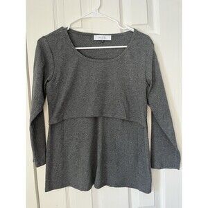 Angel Grey Layered Long Sleeve Top Women Medium